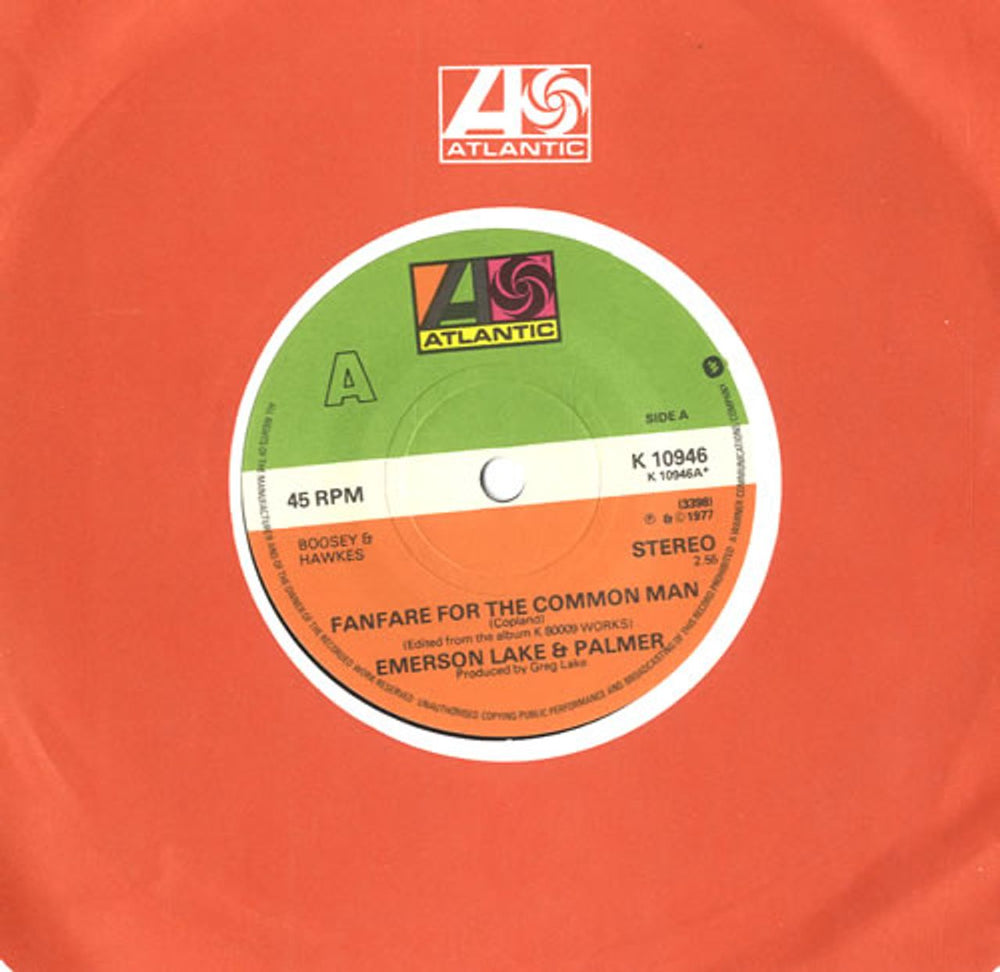 Emerson Lake & Palmer Fanfare For The Common Man - Solid UK 7" vinyl single (7 inch record / 45) K10946