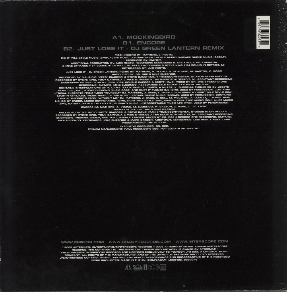 Eminem Mockingbird UK 12" vinyl single (12 inch record / Maxi-single) 602498820759