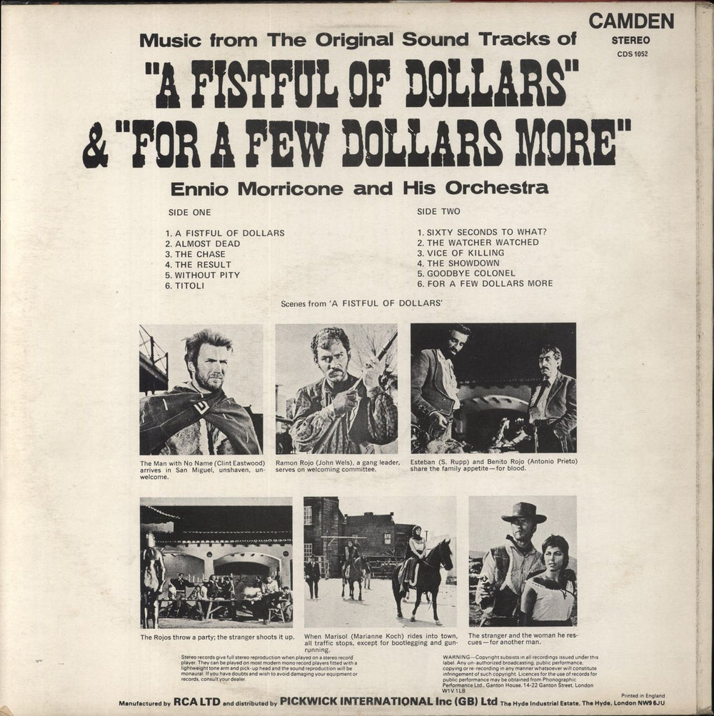 Ennio Morricone A Fistful Of Dollars / For A Few Dollars More UK vinyl LP album (LP record)