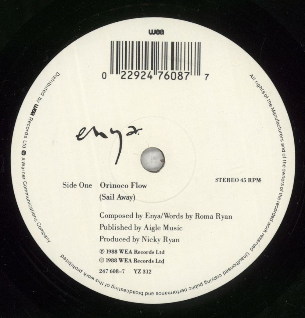 Enya Orinoco Flow (Sail Away) - Solid UK 7" vinyl single (7 inch record / 45) ENY07OR767413