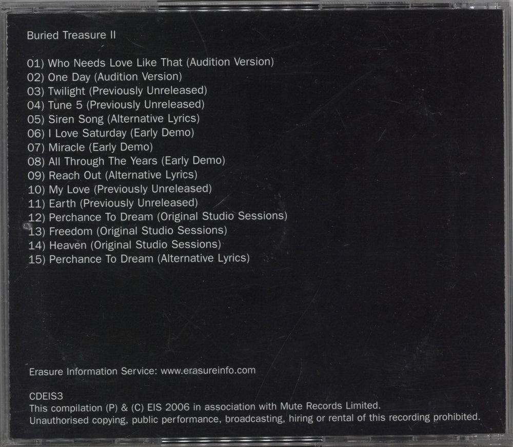 Erasure Buried Treasure II UK CD album (CDLP)
