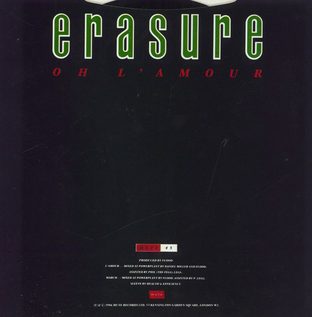 Erasure Oh L'amour - picture sleeve UK 7" vinyl single (7 inch record / 45)