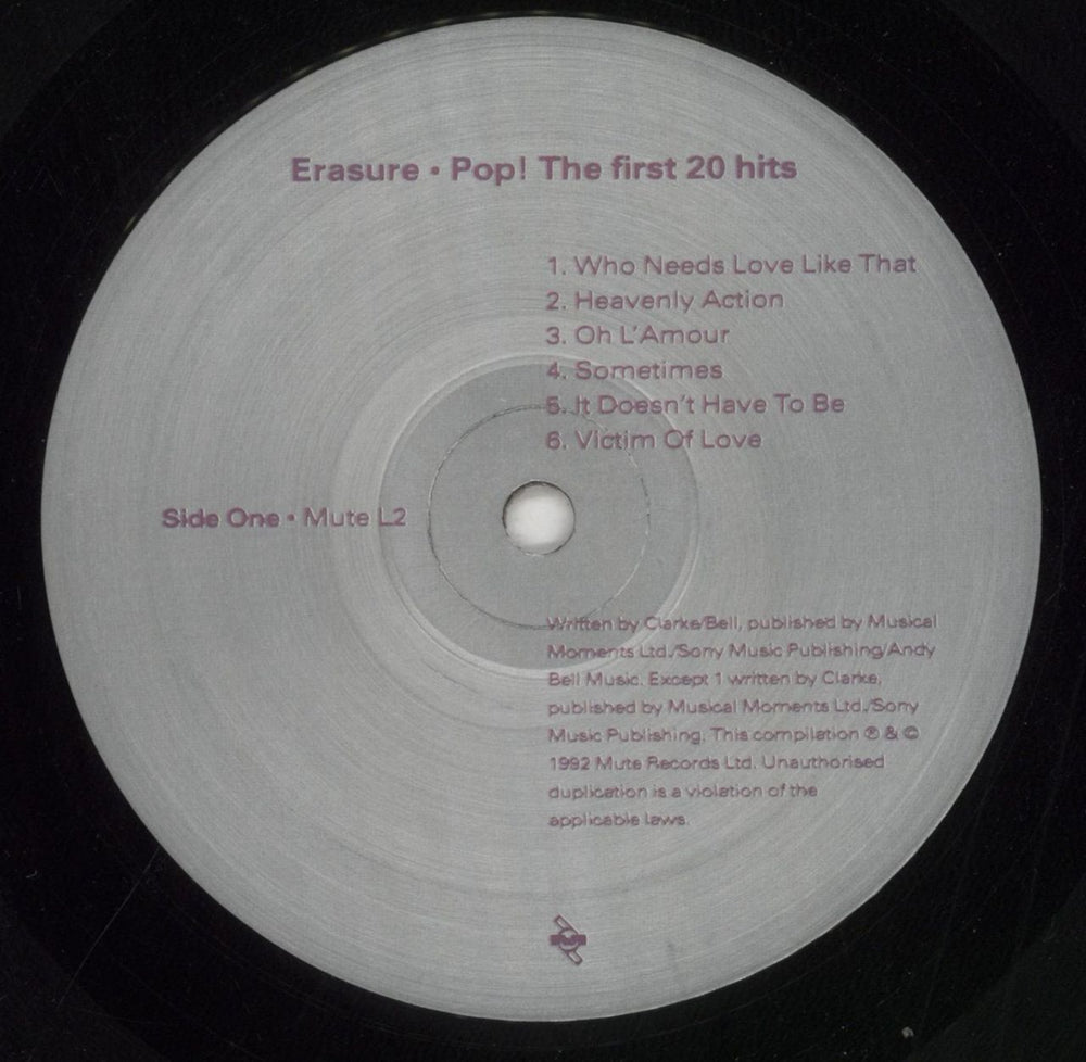 Erasure Pop! The First 20 Hits UK 2-LP vinyl record set (Double LP Album) ERA2LPO850459