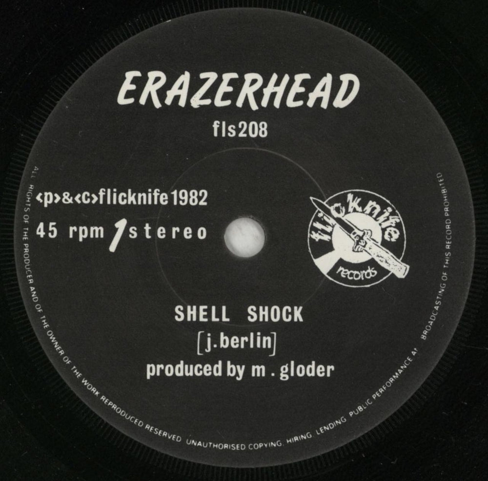 Erazerhead Shell Shock UK 7" vinyl single (7 inch record / 45) ESV07SH515292