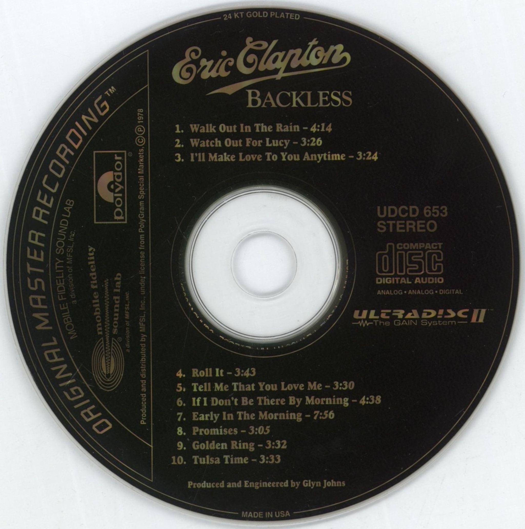 Eric Clapton Backless US CD album (CDLP) CLPCDBA152156