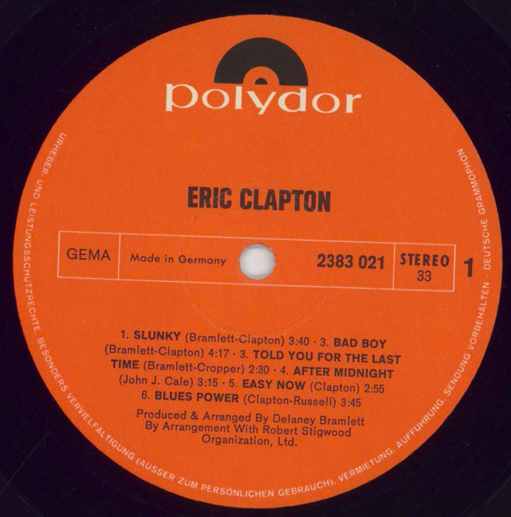 Eric Clapton Eric Clapton - EX German vinyl LP album (LP record) CLPLPER848796