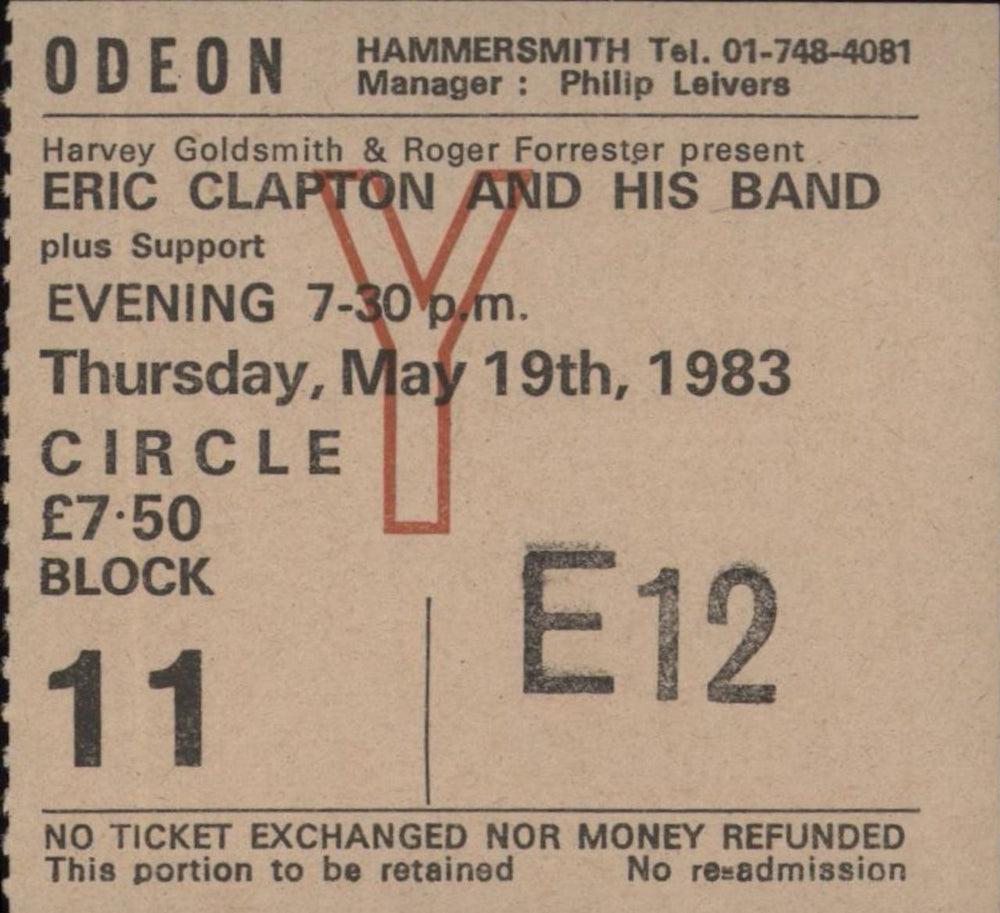 Eric Clapton Money And Cigarettes Tour Programme + Ticket Stub UK tour programme CLPTRMO840887