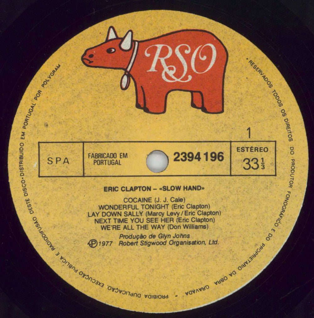 Eric Clapton Slowhand Portugese vinyl LP album (LP record) CLPLPSL73305