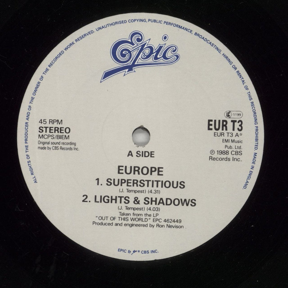 Europe Superstitious UK 12" vinyl single (12 inch record / Maxi-single) ERP12SU106123