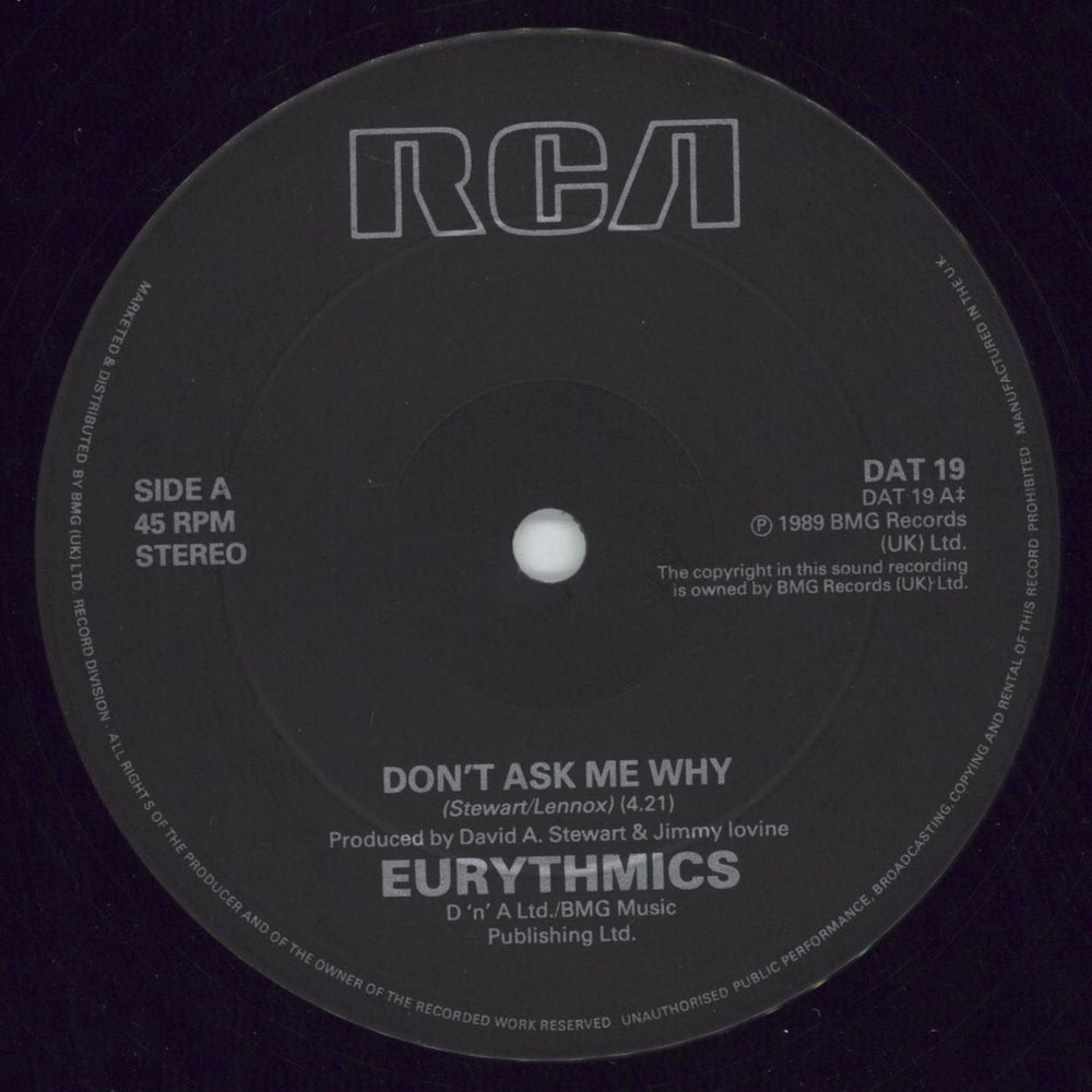 Eurythmics Don't Ask Me Why UK 12" vinyl single (12 inch record / Maxi-single) EUR12DO41371