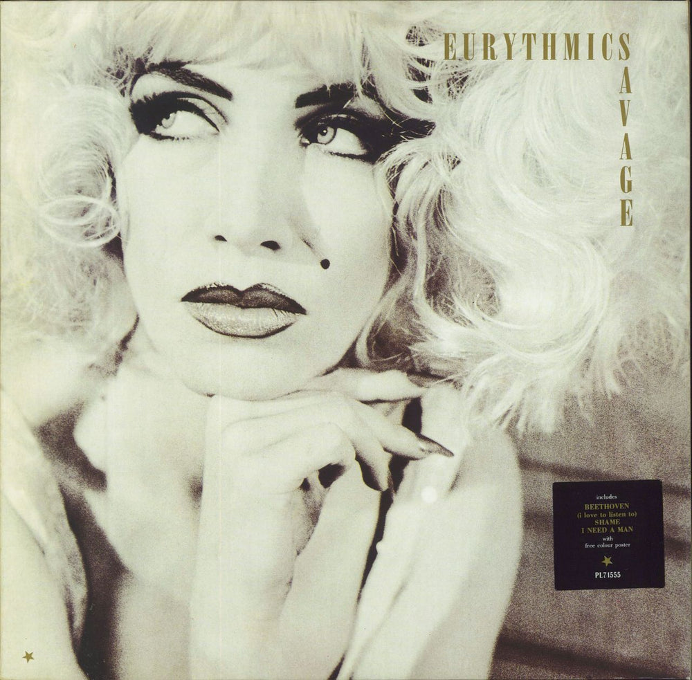 Eurythmics Savage - Hype-stickered sleeve German vinyl LP album (LP record) PL71555