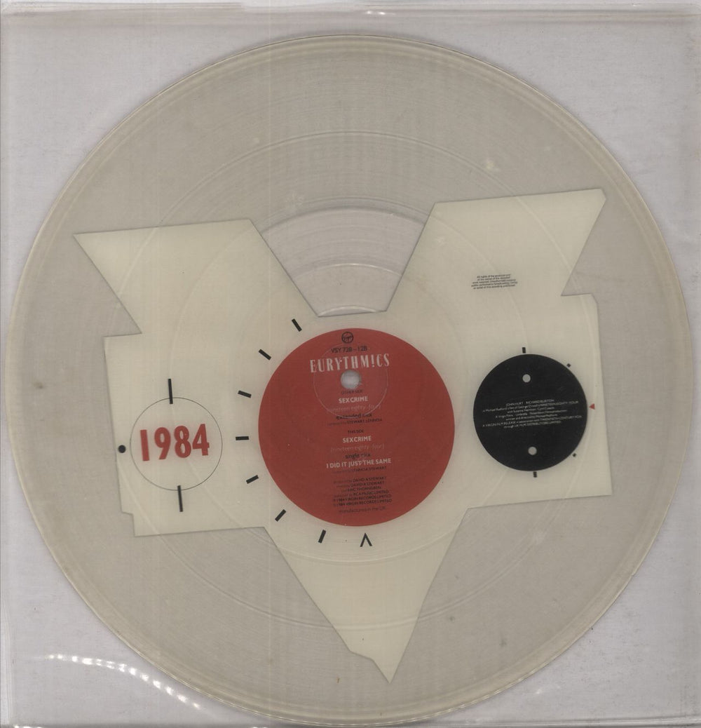 Eurythmics Sexcrime - Tea-stained UK 12" vinyl picture disc (12 inch picture record) EUR2PSE659685