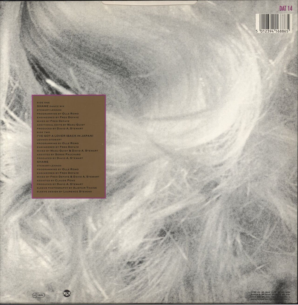 Eurythmics Shame UK 12" vinyl single (12 inch record / Maxi-single) 5012394168865