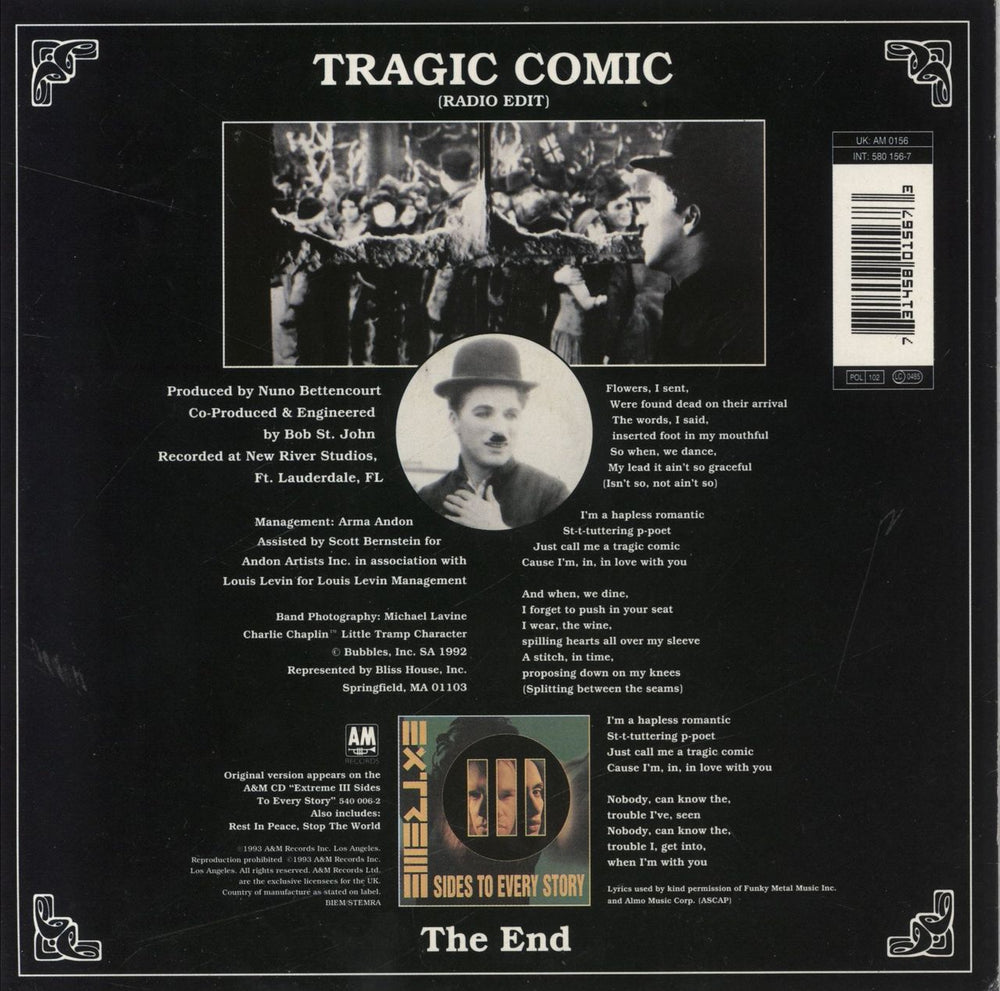 Extreme Tragic Comic UK 7" vinyl single (7 inch record / 45) 731458015673