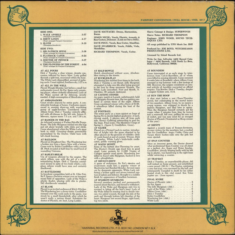 Fairport Convention Full House UK vinyl LP album (LP record)