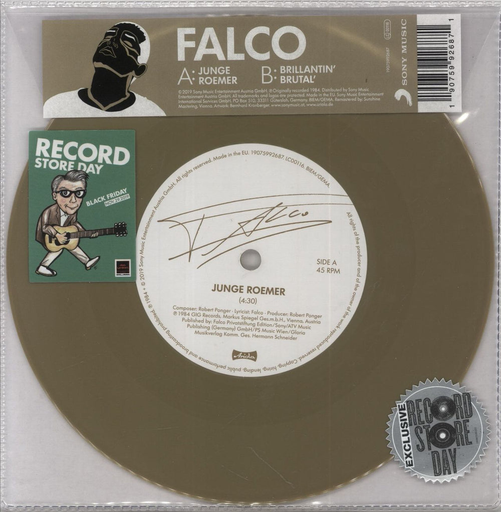 Falco Junge Roemer / Brillantin' Brutal' - RSD 2019 - Gold Vinyl UK 7" vinyl single (7 inch record / 45) 19075992687