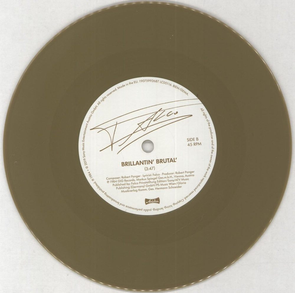 Falco Junge Roemer / Brillantin' Brutal' - RSD 2019 - Gold Vinyl UK 7" vinyl single (7 inch record / 45) FAL07JU858069