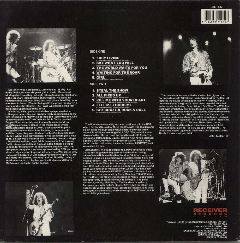 Fastway Say What You Will UK vinyl LP album (LP record) 5014438714717