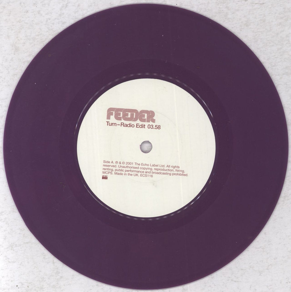 Feeder Turn - Purple Vinyl - Autographed UK 7" vinyl single (7 inch record / 45) FEE07TU833085