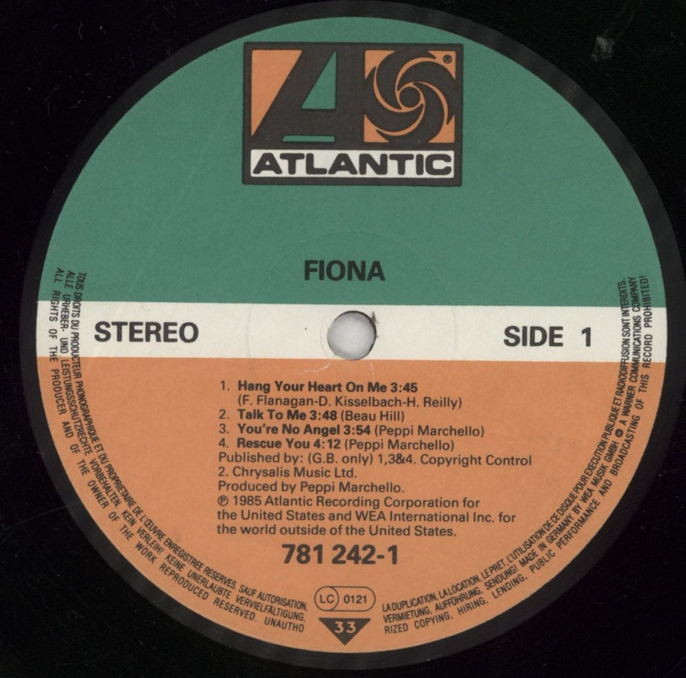 Fiona Fiona German vinyl LP album (LP record) FNALPFI480092