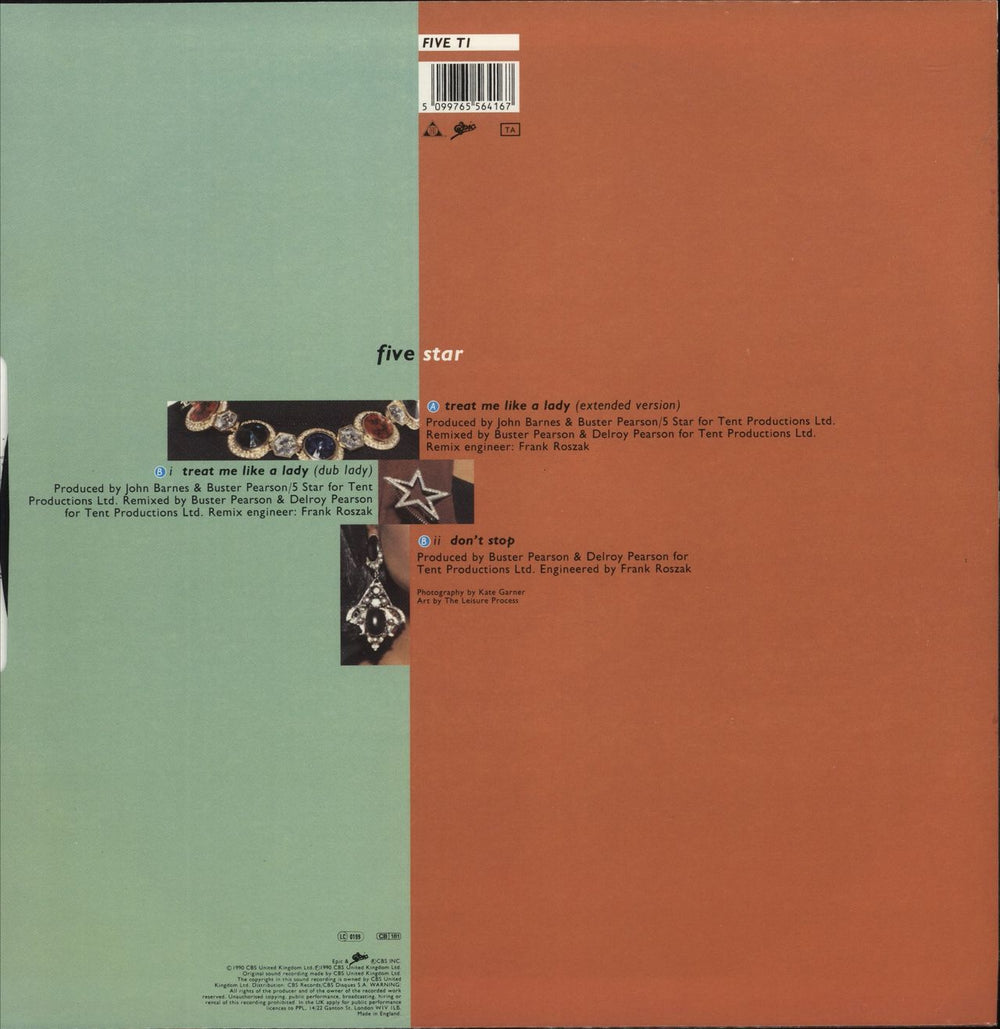Five Star Treat Me Like A Lady UK 12" vinyl single (12 inch record / Maxi-single) 5099765564167
