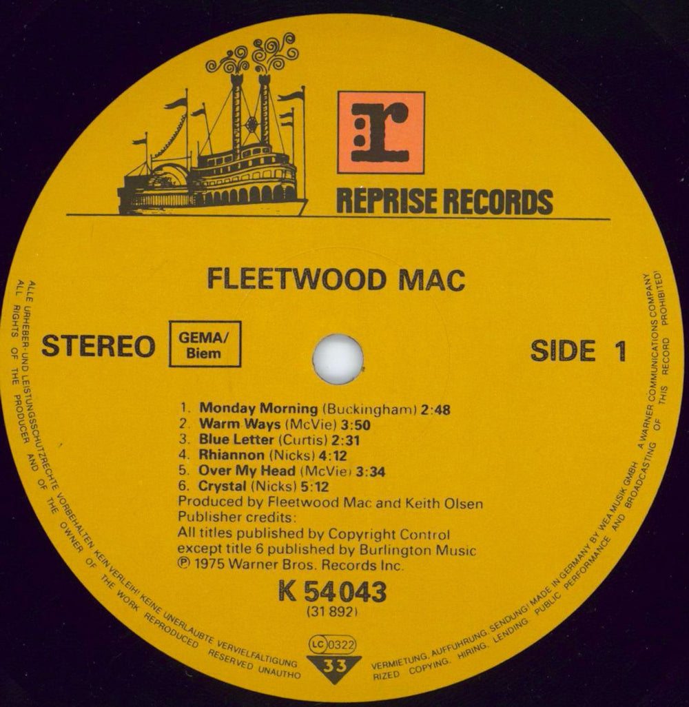 Fleetwood Mac Fleetwood Mac German vinyl LP album (LP record) MACLPFL768493