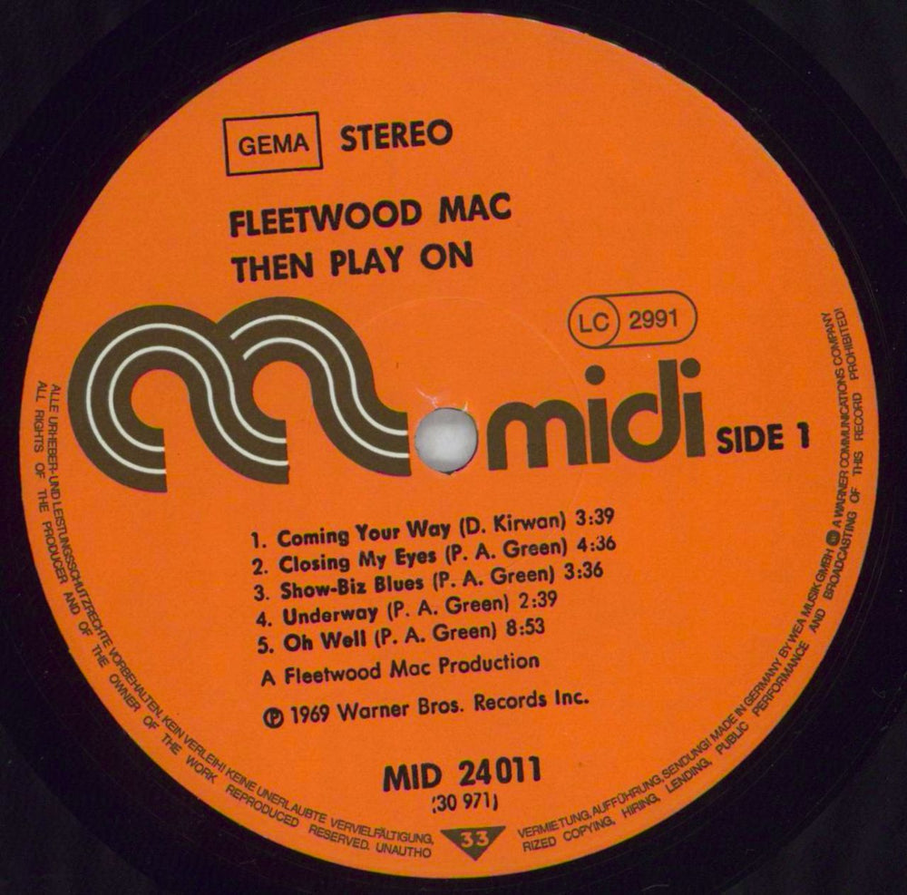 Fleetwood Mac Then Play On German vinyl LP album (LP record) MACLPTH828748