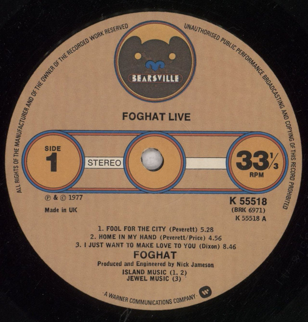 Foghat Live - EX UK vinyl LP album (LP record) FGHLPLI847509