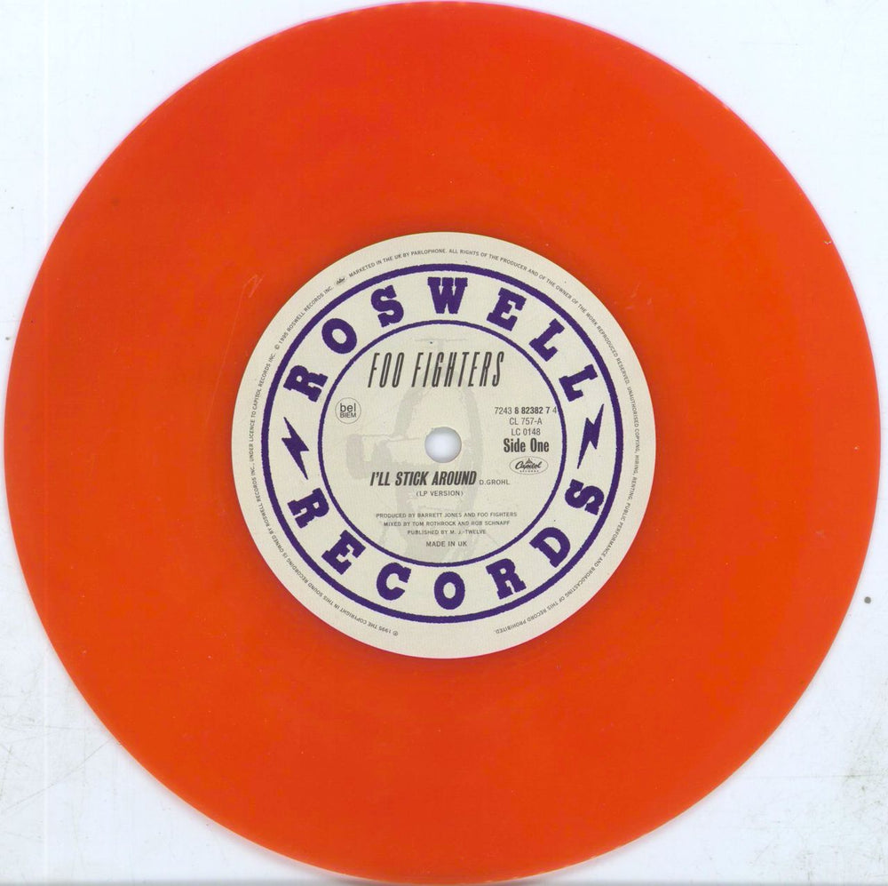 Foo Fighters I'll Stick Around - Red Vinyl - EX UK 7" vinyl single (7 inch record / 45) FOO07IL177513