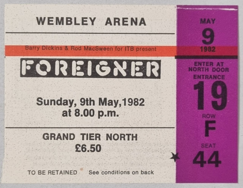 Foreigner Foreigner Tour 1982 + Ticket Stub UK tour programme FORTRFO679617