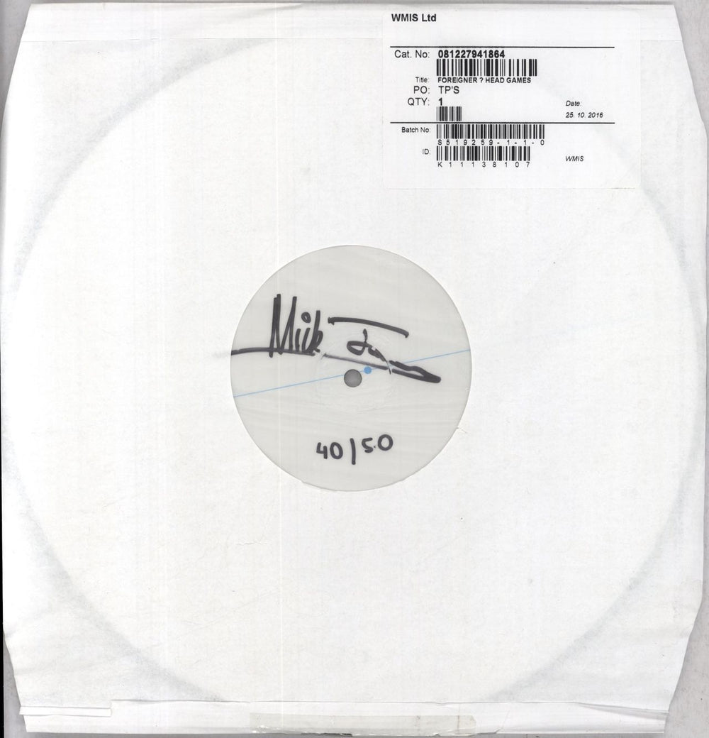 Foreigner Head Games - Test Pressing - Numbered & Autographed US picture disc LP (vinyl picture disc album) 081227941864