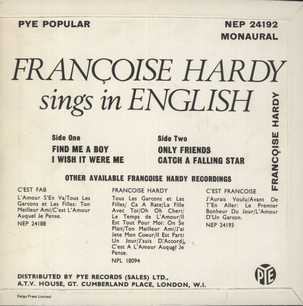 Françoise Hardy Sings In English! E.P. UK 7" vinyl single (7 inch record / 45)