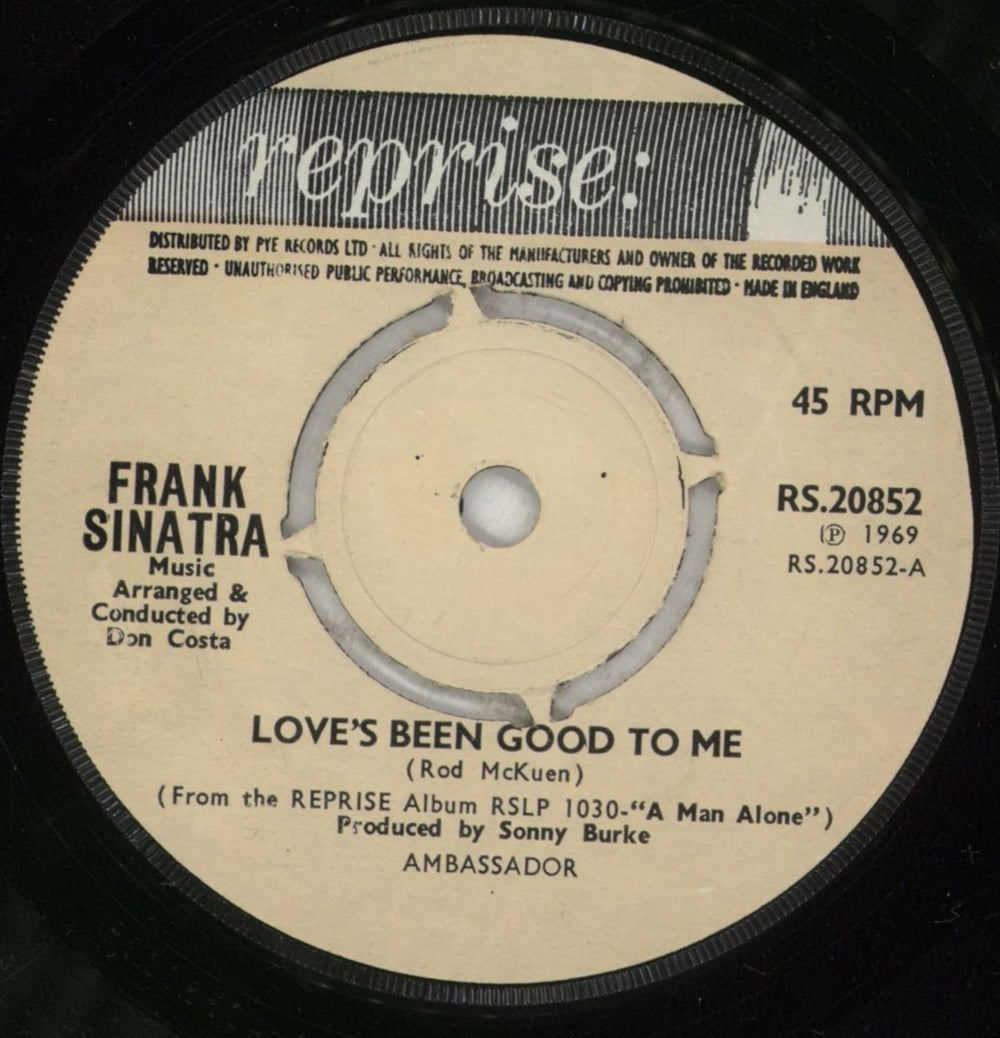 Frank Sinatra Love's Been Good To Me - 4 prong UK 7" vinyl single (7 inch record / 45) RS.20852