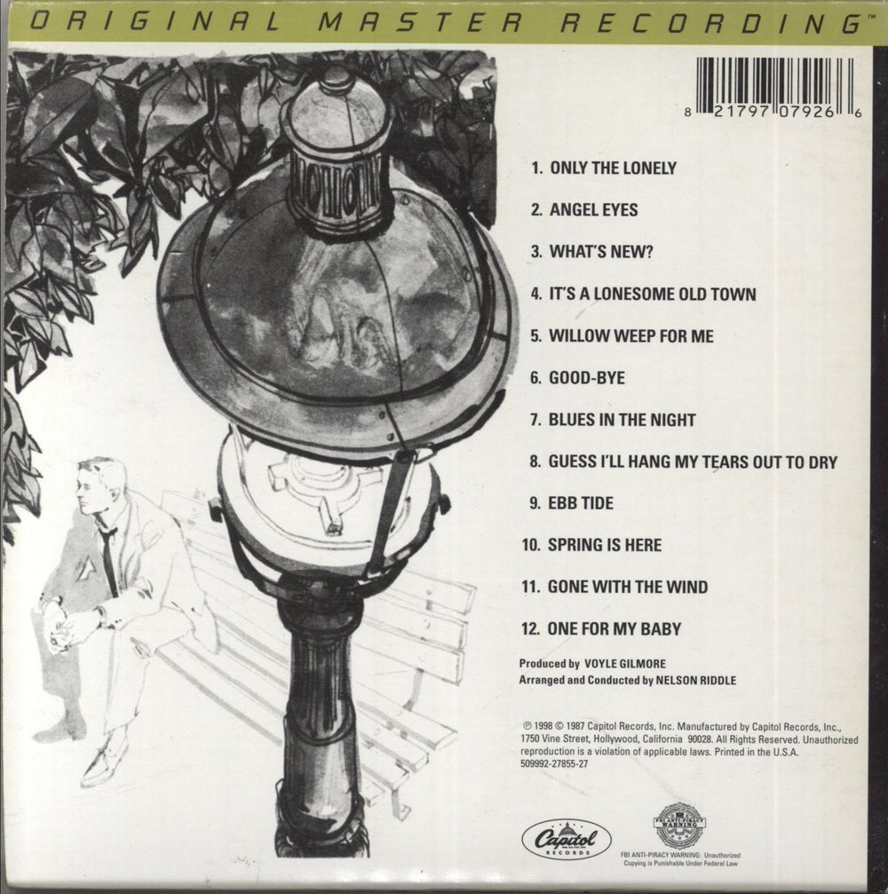 Frank Sinatra Sings For Only The Lonely - EX US CD album (CDLP) 821797079266