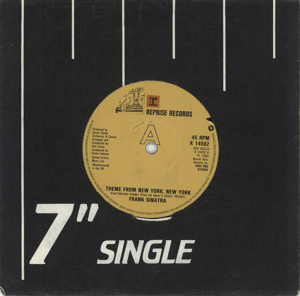 Frank Sinatra Theme From New York, New York UK 7" vinyl single (7 inch record / 45) K14502