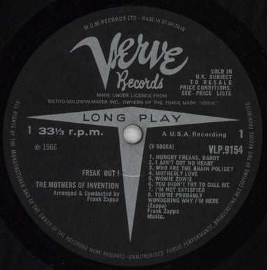 Frank Zappa Freak Out! - Original Verve Issue - Mono UK vinyl LP album (LP record) ZAPLPFR835431