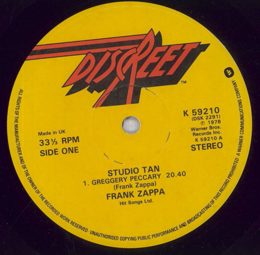 Frank Zappa Studio Tan - EX/VG UK vinyl LP album (LP record) ZAPLPST639797