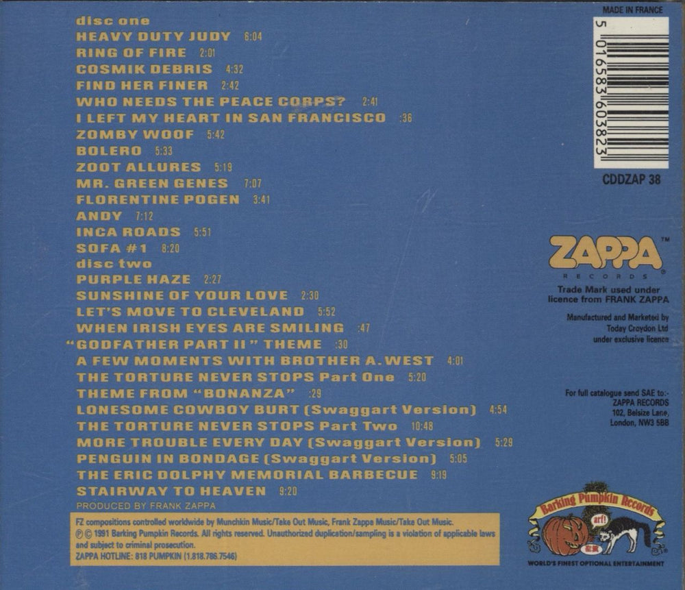 Frank Zappa The Best Band You Never Heard In Your Life UK 2 CD album set (Double CD) ZAP2CTH840526