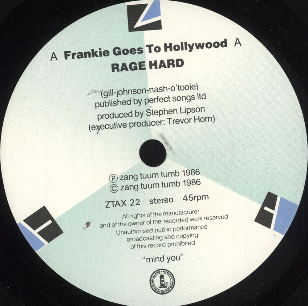 Frankie Goes To Hollywood Rage Hard (Stamped) UK 7" vinyl single (7 inch record / 45) FGT07RA06200