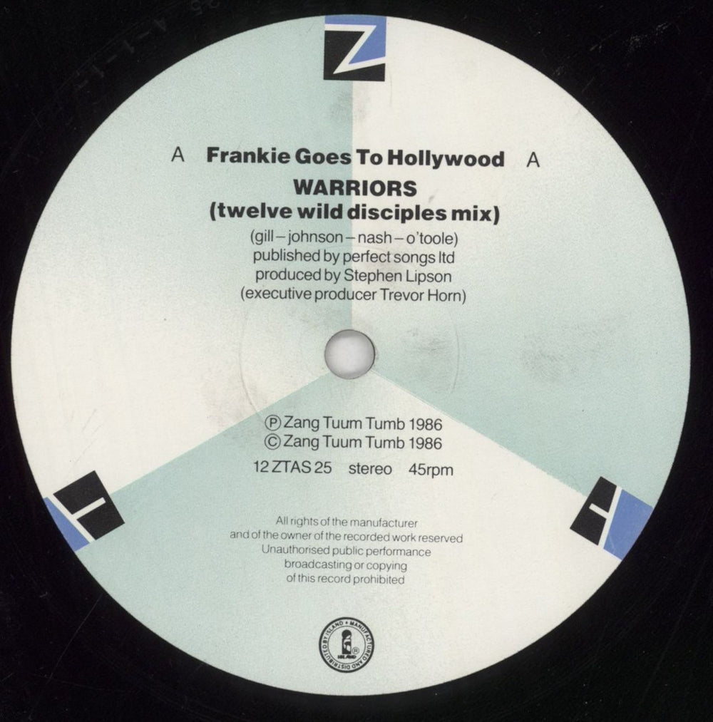 Frankie Goes To Hollywood Warriors - Twelve Wild Disciples Mix UK 12" vinyl single (12 inch record / Maxi-single) FGT12WA15806