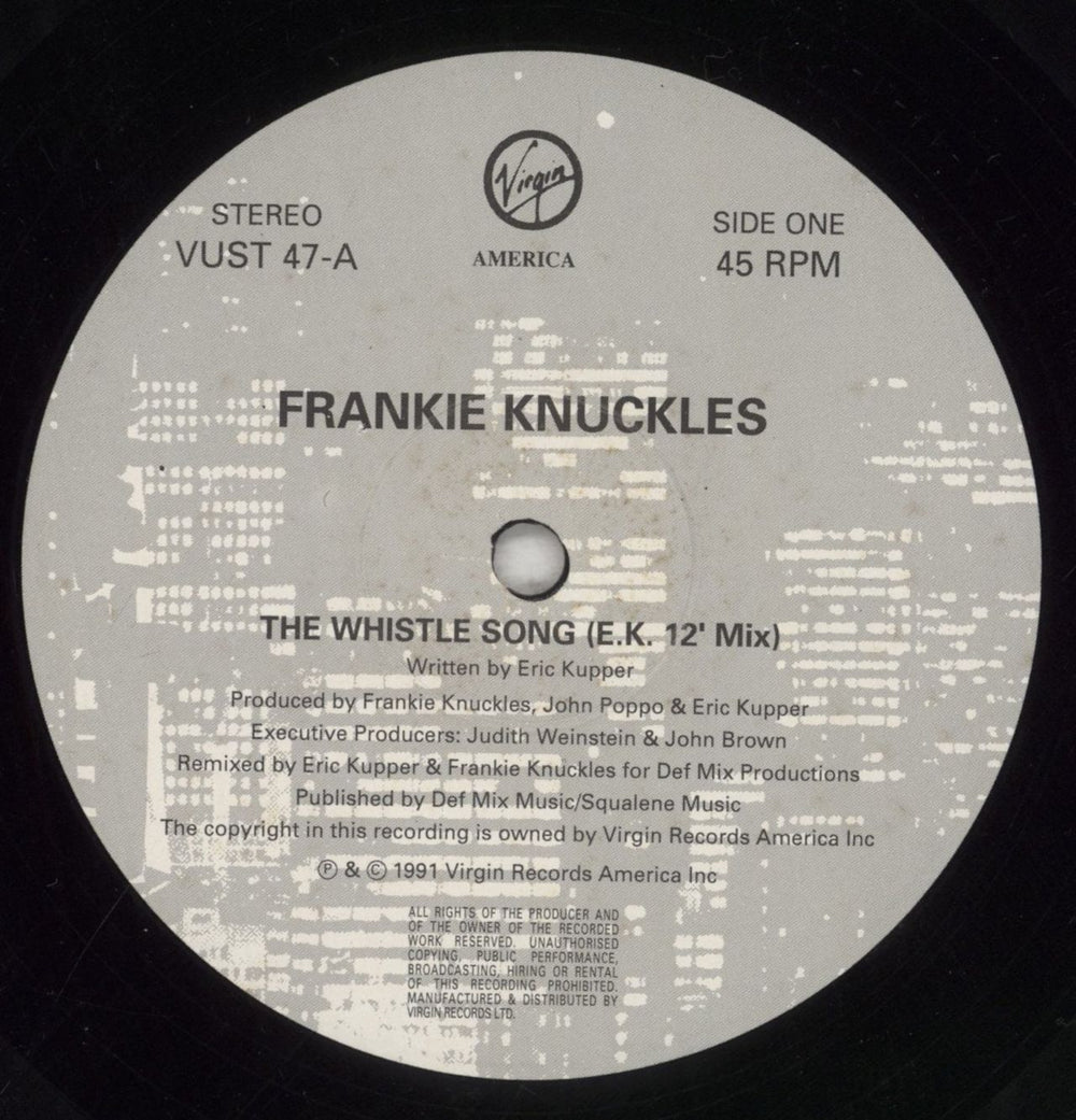 Frankie Knuckles The Whistle Song UK 12" vinyl single (12 inch record / Maxi-single) FRK12TH648657