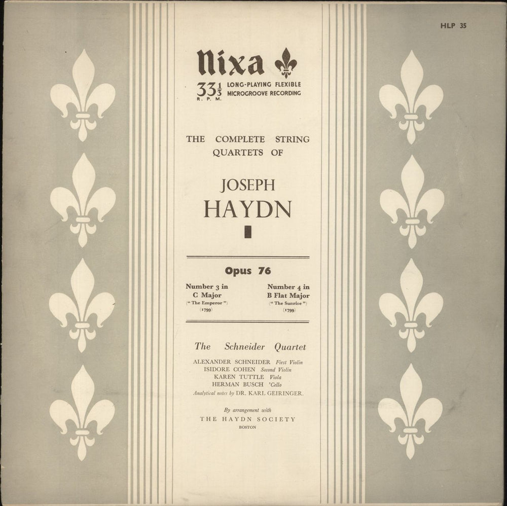 Franz Joseph Haydn Haydn: Opus 76 UK vinyl LP album (LP record) HLP35