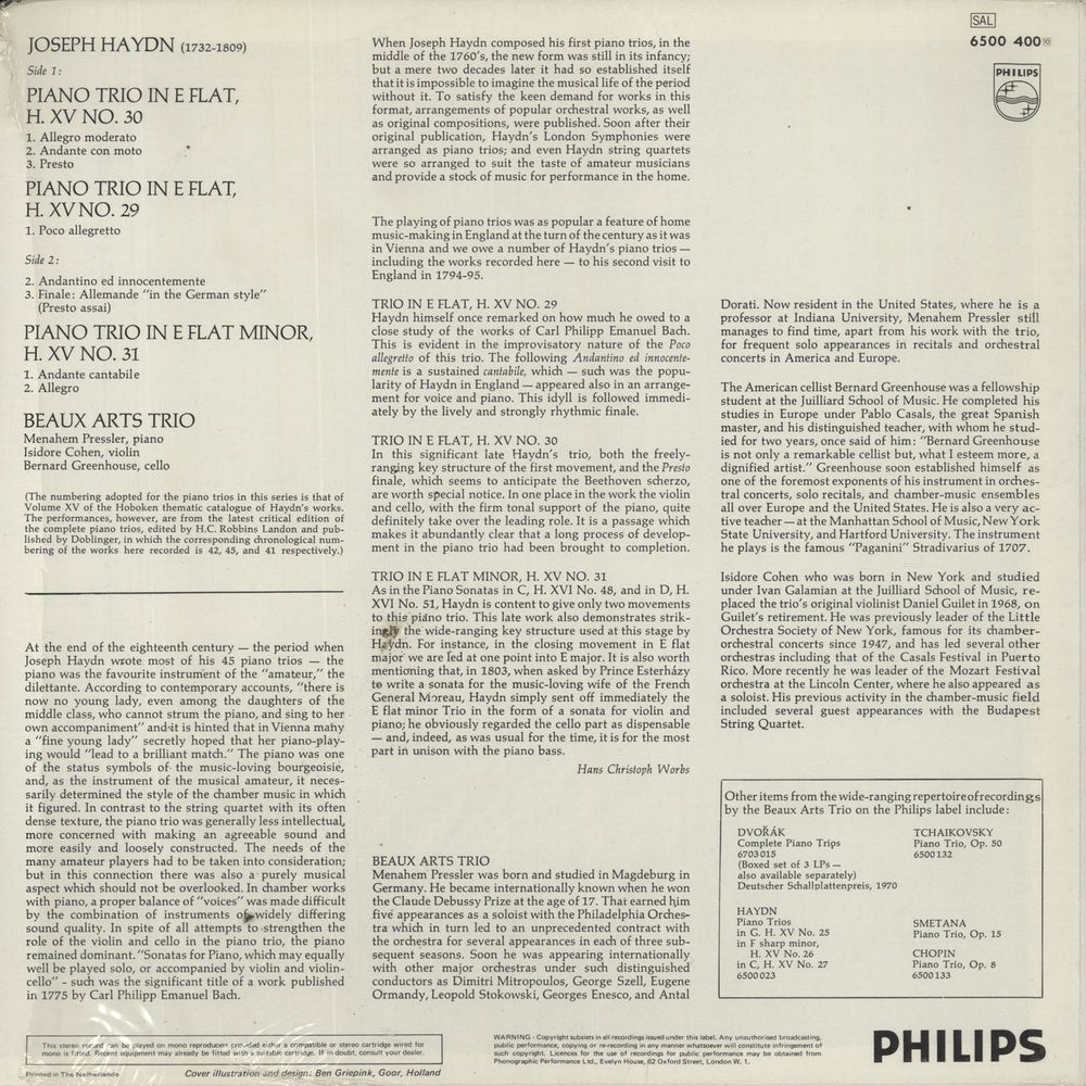 Franz Joseph Haydn Haydn: Piano Trios Nos. 29 & 30 In E Flat / No. 31 In E Flat Minor - Volume 2 UK vinyl LP album (LP record)