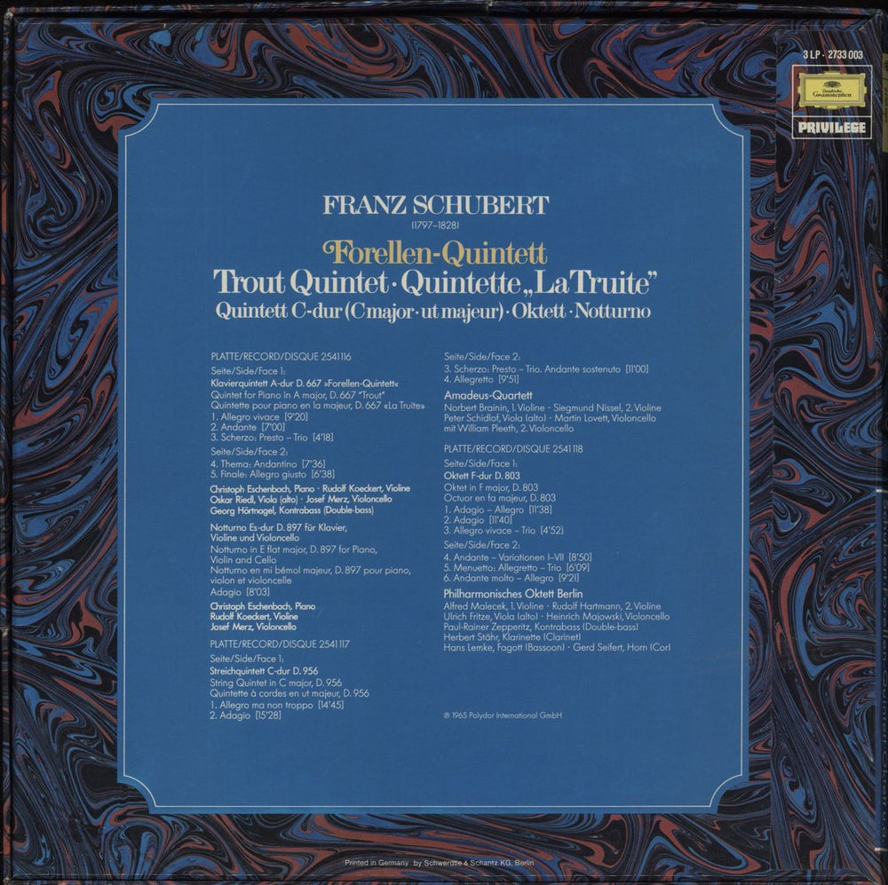 Franz Schubert Forellen-Quintett - Trout Quintet - Quintette "La Truite" German Vinyl Box Set