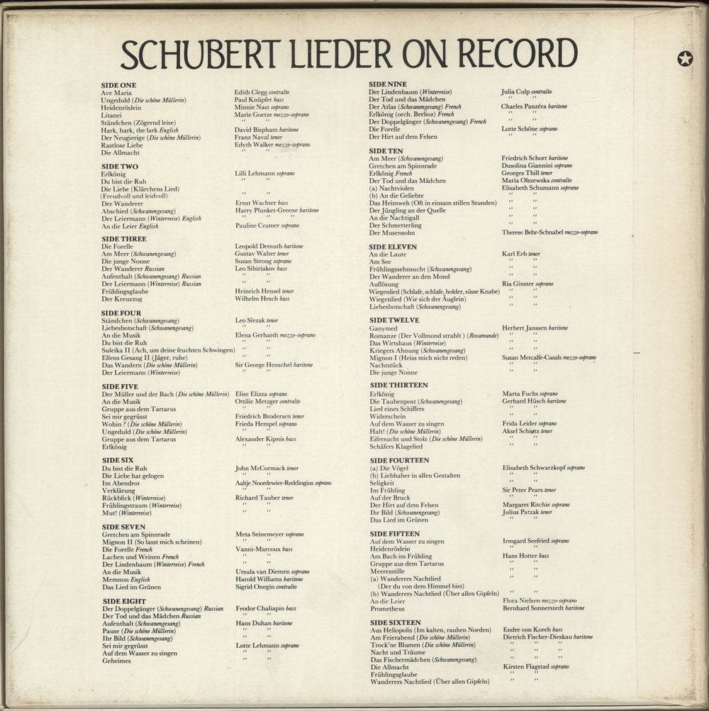 Franz Schubert Schubert Lieder on Record 1898-1952 UK Vinyl Box Set
