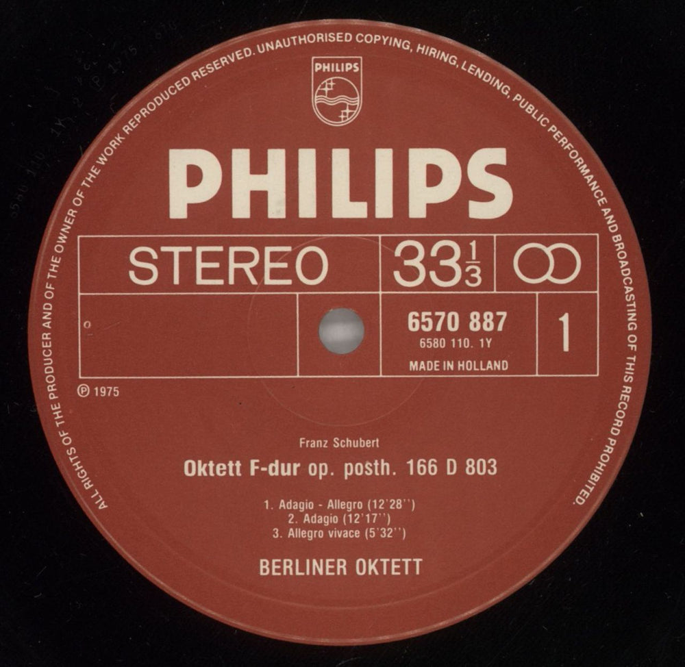 Franz Schubert Schubert: Oktett F-dur - Octet In F - Octuor En Fa Majeur Dutch vinyl LP album (LP record) FT2LPSC877909