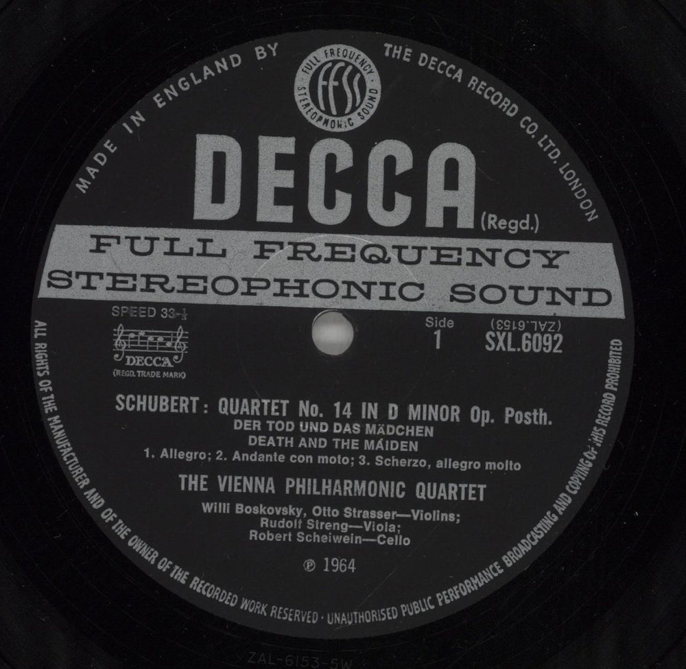 Franz Schubert Schubert: Quartet In D Minor ‘Death And The Maiden’ / Quartet In E Flat Op. 125 No.1 UK vinyl LP album (LP record) FT2LPSC877779