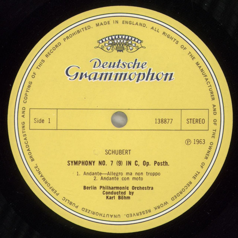 Franz Schubert Symphonie Nr.7 (9) Op. Posth. UK vinyl LP album (LP record) FT2LPSY875221