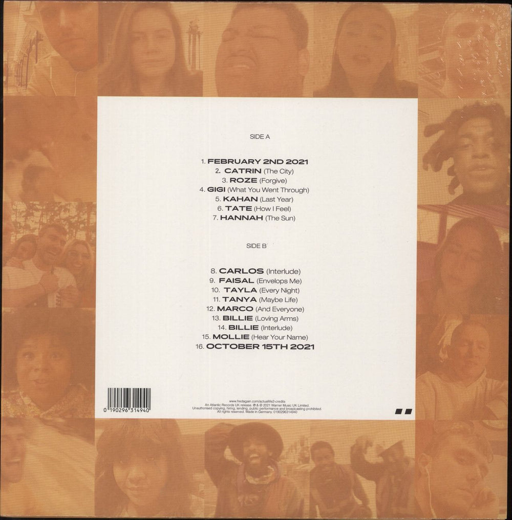Fred Again Actual Life 2 [February 2 - October 15 2021] - Clear Vinyl UK vinyl LP album (LP record) 190296314940