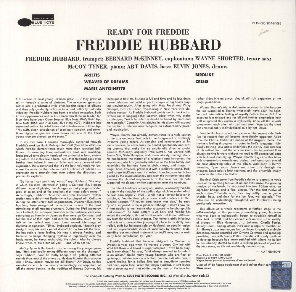 Freddie Hubbard Ready For Freddie - 180gm UK vinyl LP album (LP record)